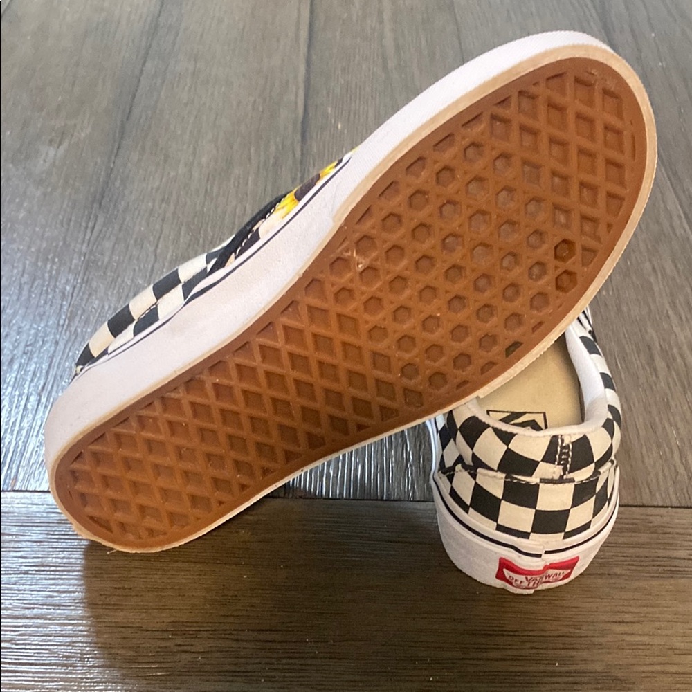 Vans Customs Black and White with Yellow Sunflower Checkerboard Sneakers (78) - Picture 11 of 13
